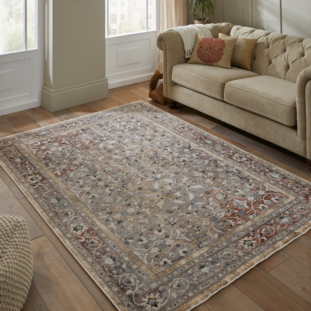 Legacy LEG03 Traditional Medallion Rugs by Concept Looms in Beige Rust